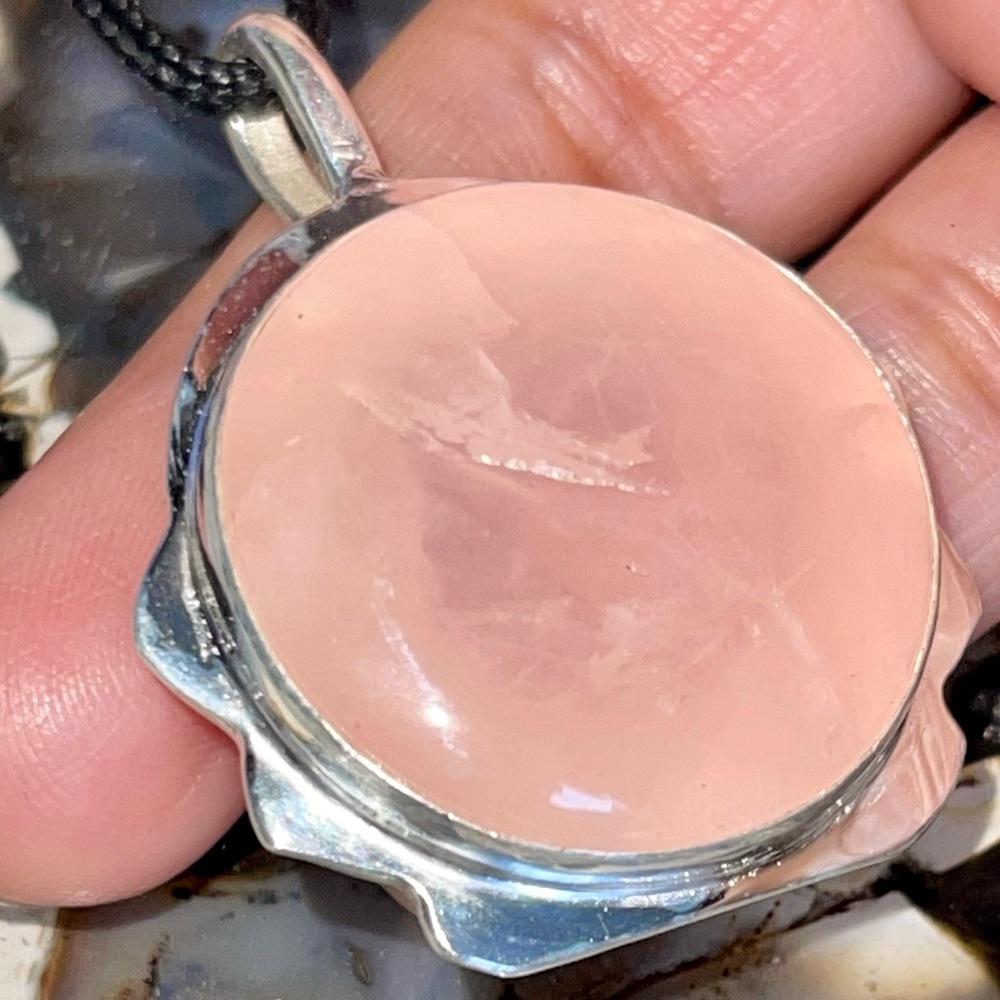 Pink Rose Quartz “Stone of Pure Love” Pendant 1 7/8”
